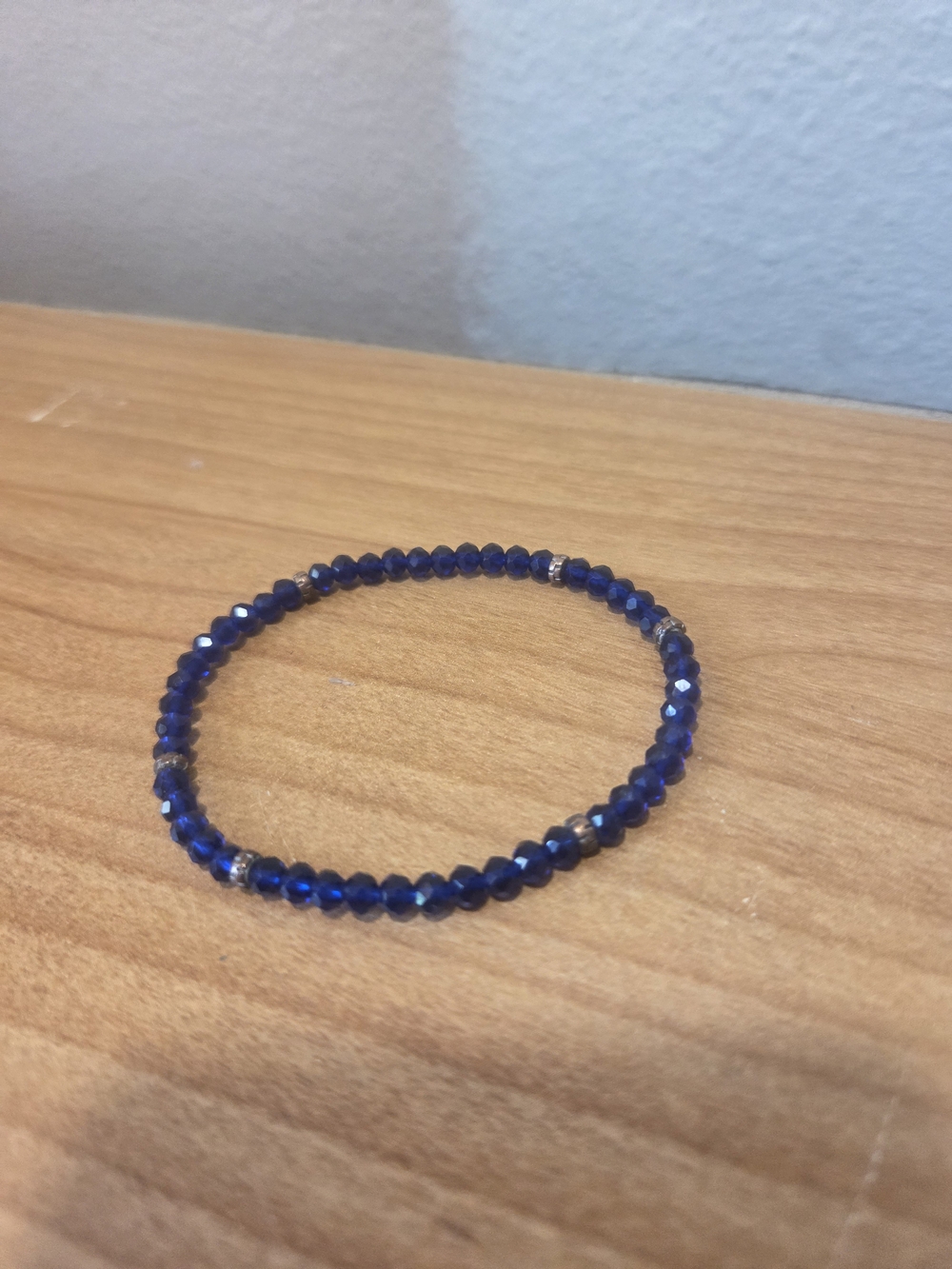 Delicate Faceted Blue Bead Stretch Bracelet